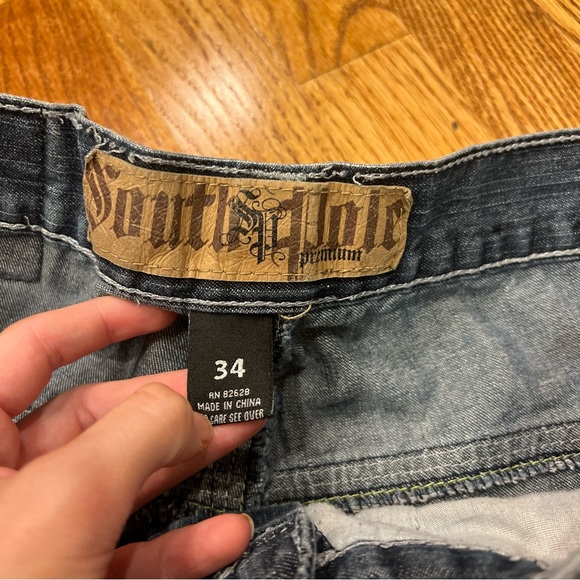 VINTAGE Y2K Southpole Jorts Men’s Baggy Denim Shorts Leather embroidered pockets - Picture 7 of 7